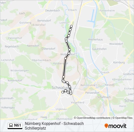 N61 bus Line Map