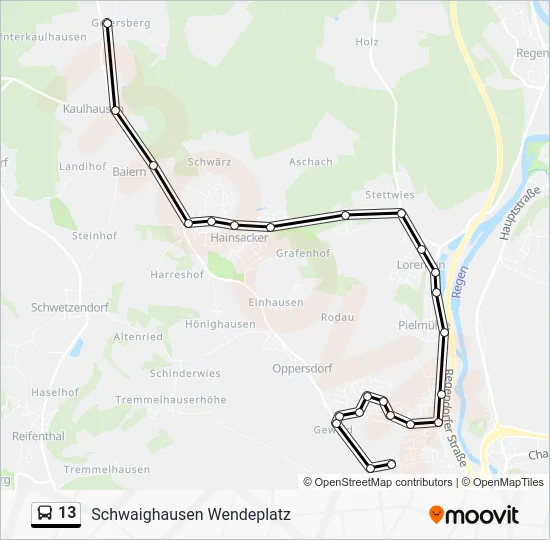 Автобус 13: карта маршрута