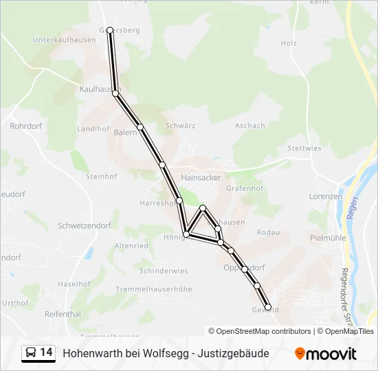 Автобус 14: карта маршрута