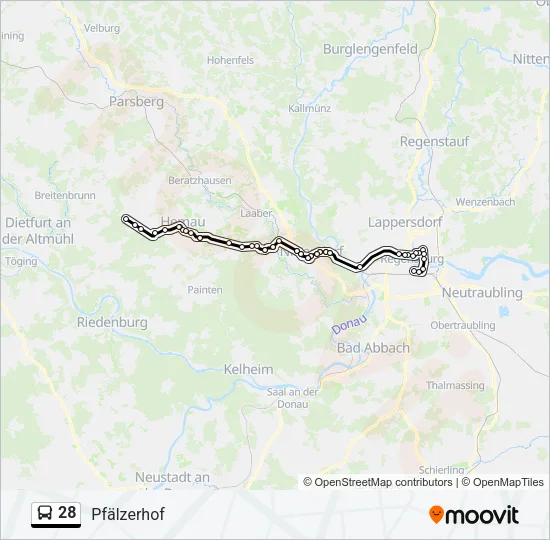 Автобус 28: карта маршрута