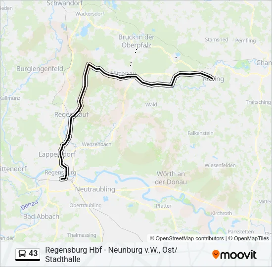 Автобус 43: карта маршрута