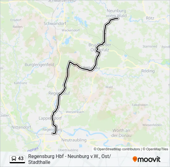 Автобус 43: карта маршрута