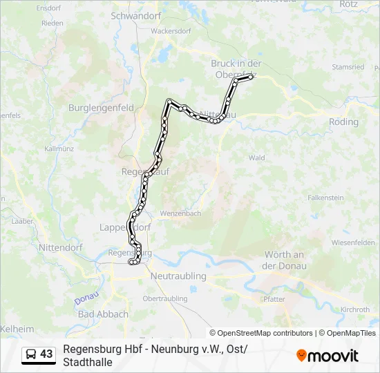 Автобус 43: карта маршрута