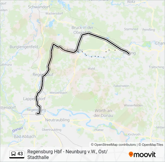 Автобус 43: карта маршрута