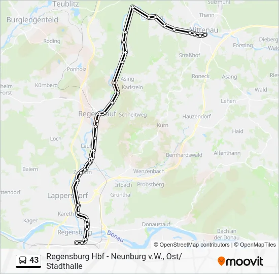 Автобус 43: карта маршрута