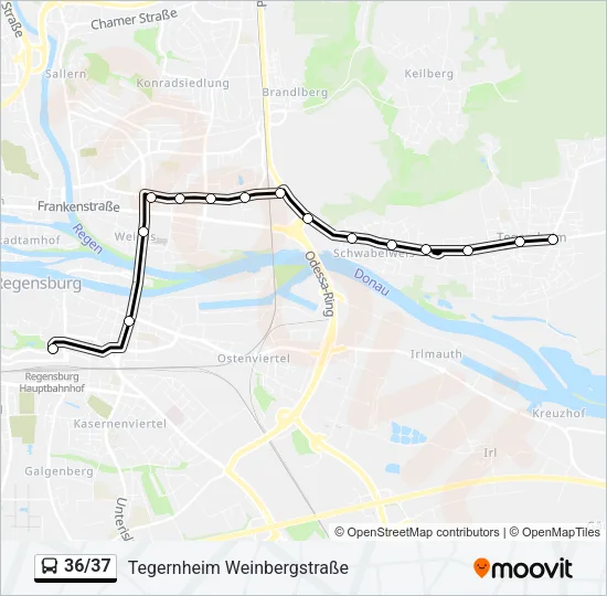 Автобус 36/37: карта маршрута
