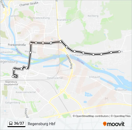Автобус 36/37: карта маршрута
