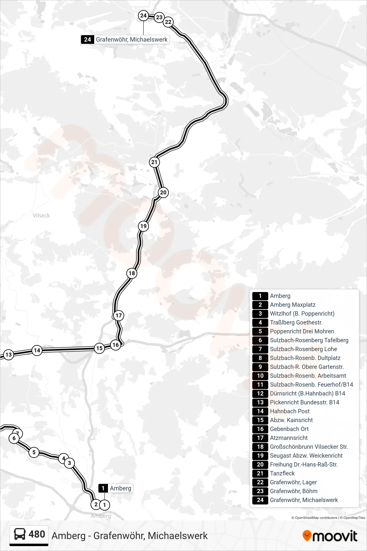 480 bus Line (Rufbus) route and stops on a map