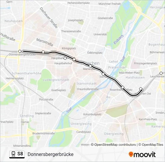Поезд S8: карта маршрута