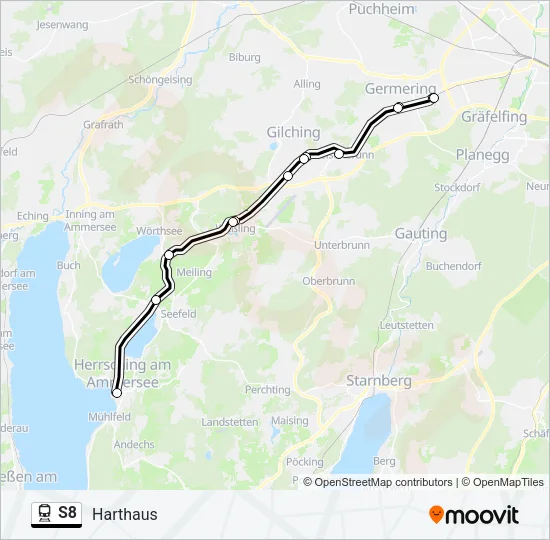 Поезд S8: карта маршрута