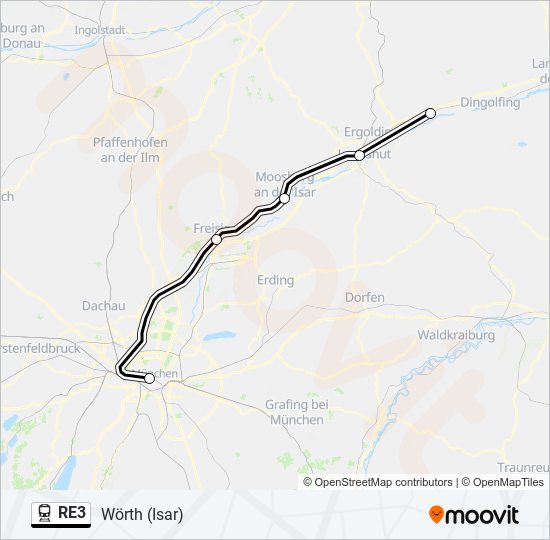 Поезд RE3: карта маршрута