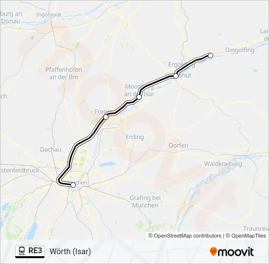 Поезд RE3: карта маршрута