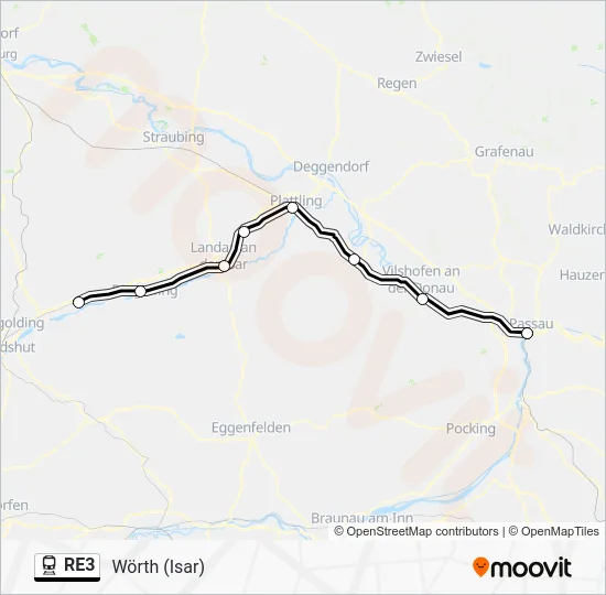 Поезд RE3: карта маршрута