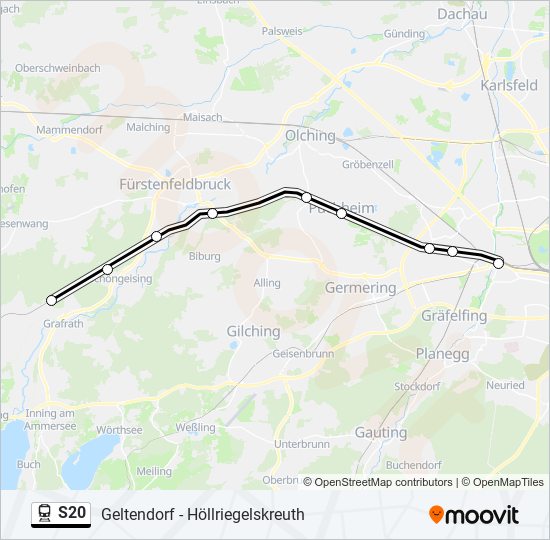 Поезд S20: карта маршрута