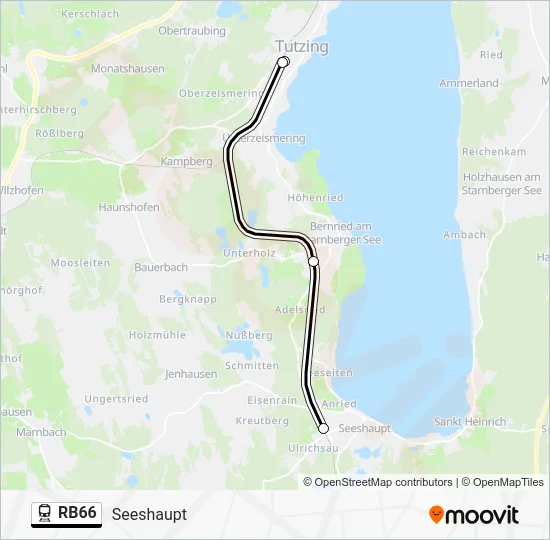 Поезд RB66: карта маршрута