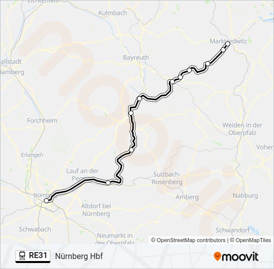 Поезд RE31: карта маршрута
