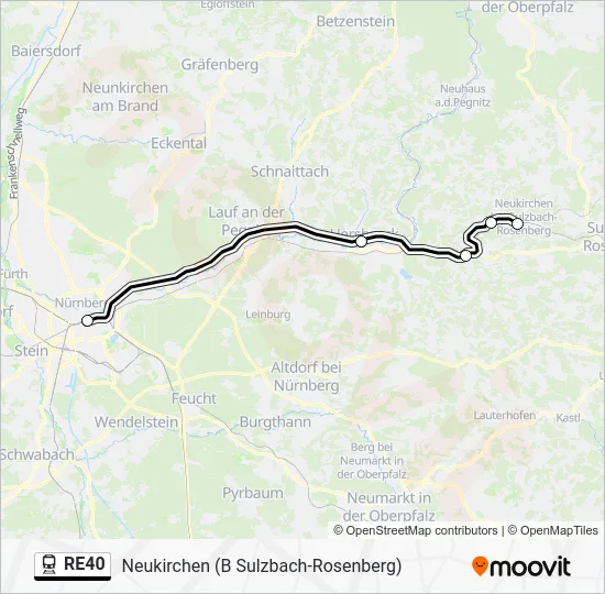 Поезд RE40: карта маршрута