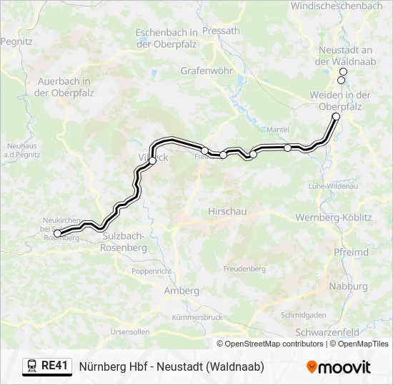 Поезд RE41: карта маршрута