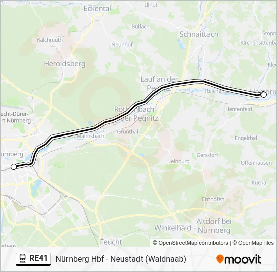Поезд RE41: карта маршрута