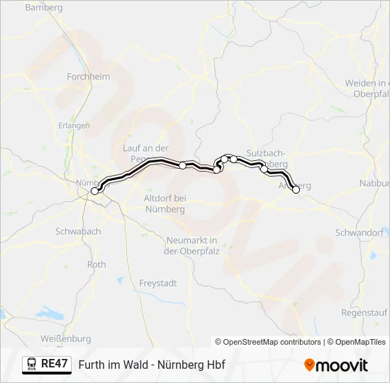 Поезд RE47: карта маршрута