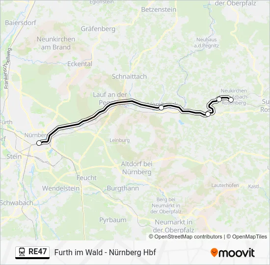 Поезд RE47: карта маршрута