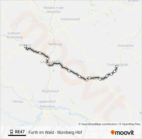 Поезд RE47: карта маршрута
