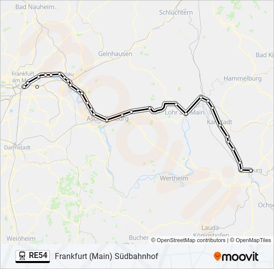 RE54 train Line Map