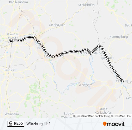 RE55 train Line Map