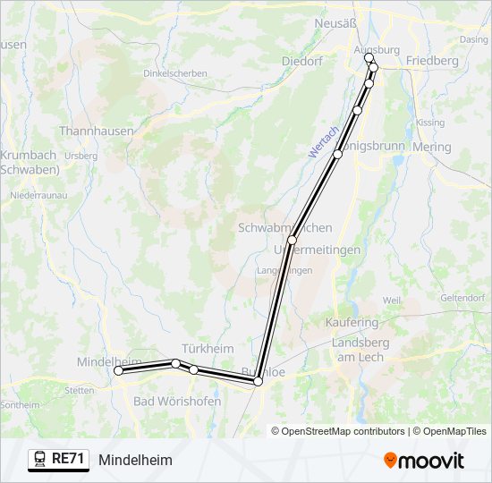 RE71 train Line Map