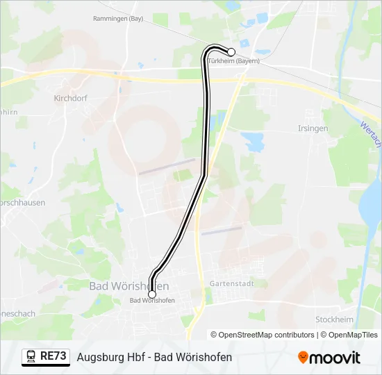 Поезд RE73: карта маршрута