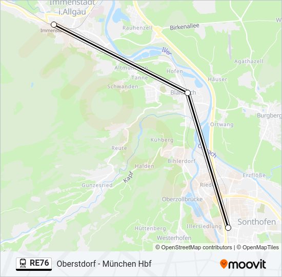 RE76 train Line Map