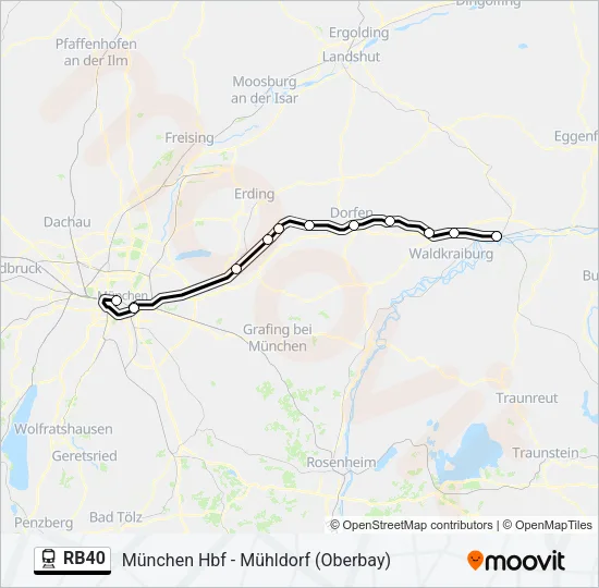 Поезд RB40: карта маршрута