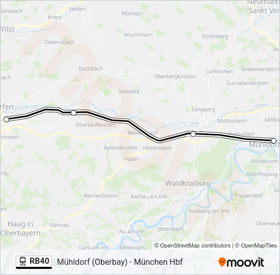 Поезд RB40: карта маршрута