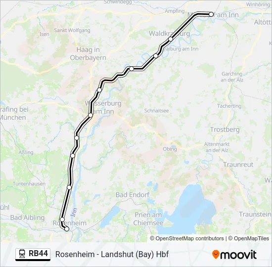 Поезд RB44: карта маршрута