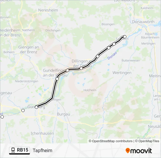 Поезд RB15: карта маршрута