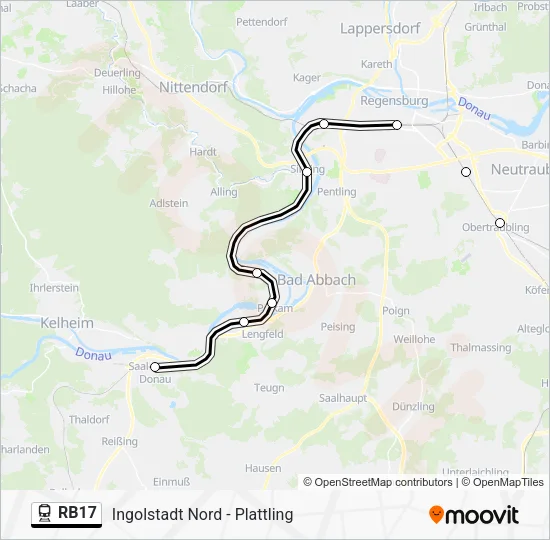 Поезд RB17: карта маршрута