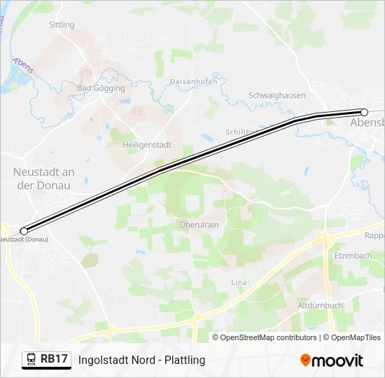 Поезд RB17: карта маршрута
