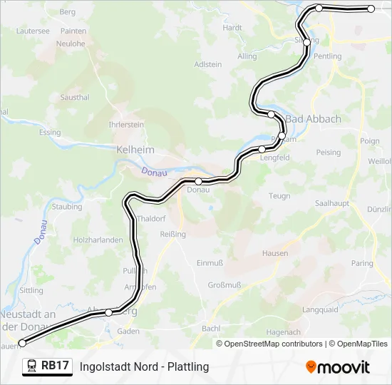 Поезд RB17: карта маршрута