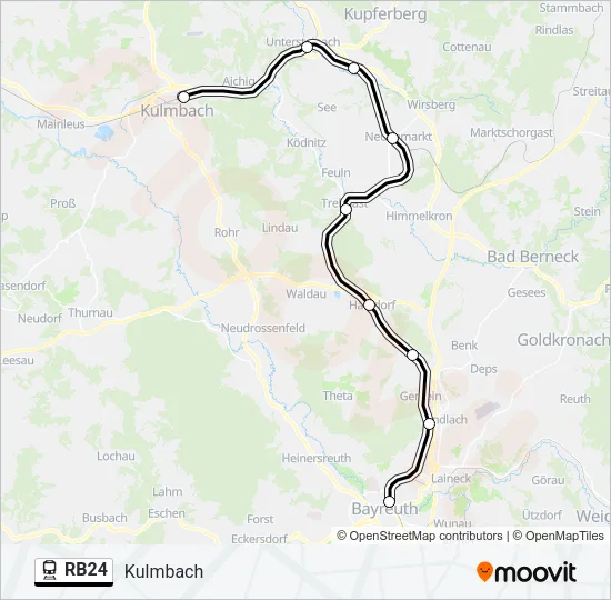Поезд RB24: карта маршрута