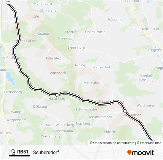 Поезд RB51: карта маршрута