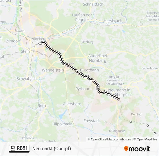 Поезд RB51: карта маршрута