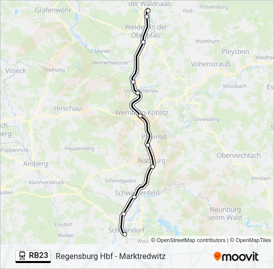 Поезд RB23: карта маршрута