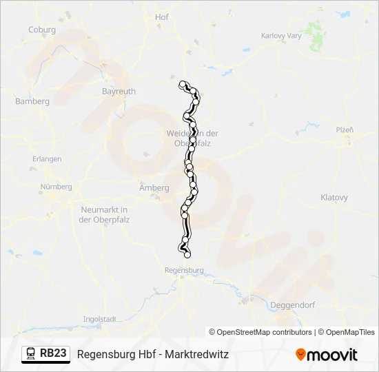 Поезд RB23: карта маршрута