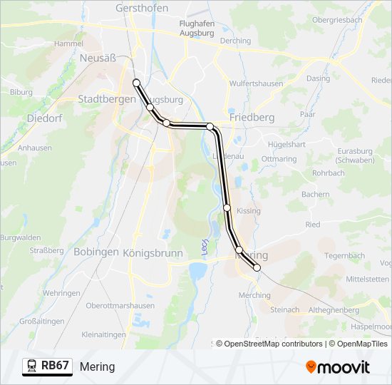 Поезд RB67: карта маршрута