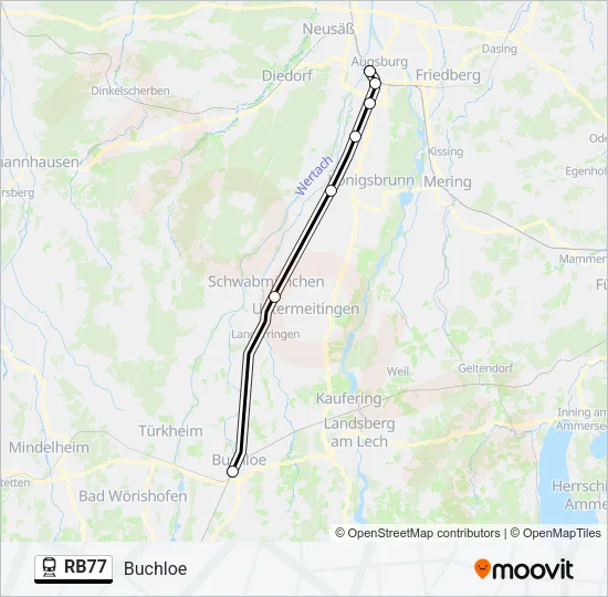Поезд RB77: карта маршрута
