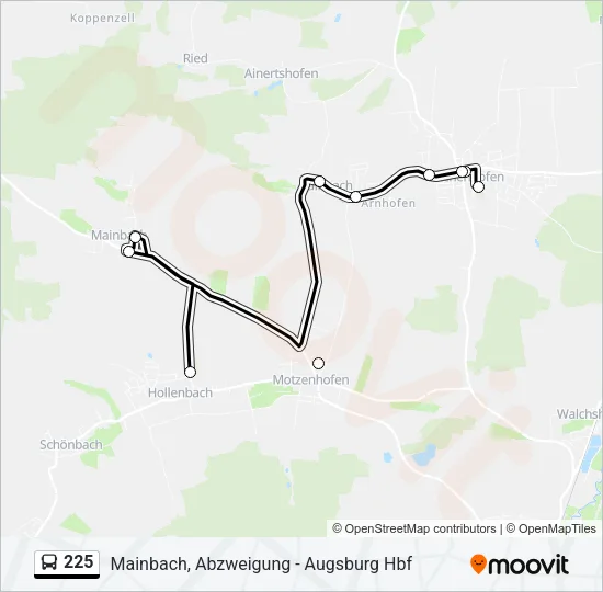 Автобус 225: карта маршрута