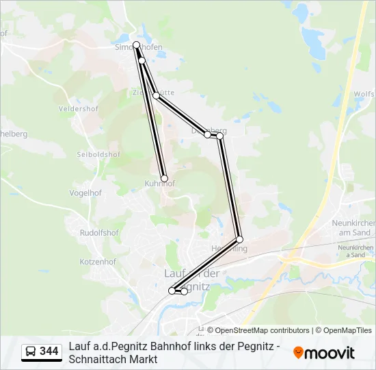 Автобус 344: карта маршрута