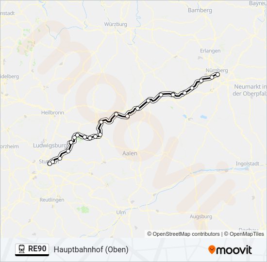 RE90 train Line Map