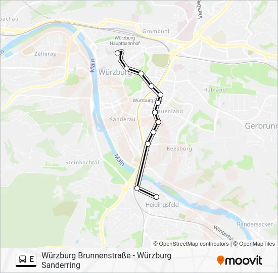 Автобус E: карта маршрута