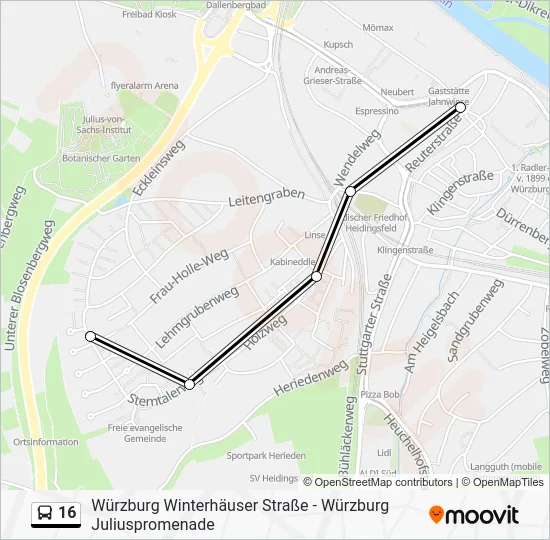 Автобус 16: карта маршрута